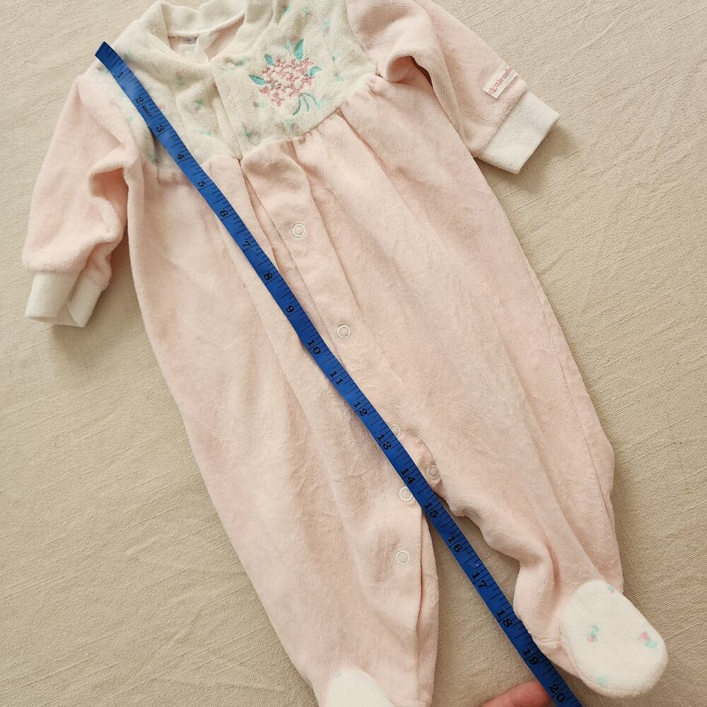 Vintage Floral Velour Pajamas 0-3 months - Picture 2 of 7